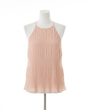 NEW CALVIN KLEIN pleated chiffon halter top in pink pepper